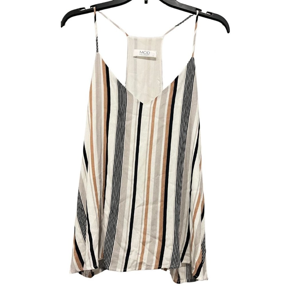 Striped Loose Tank Top - Size Large - Mod On Trend